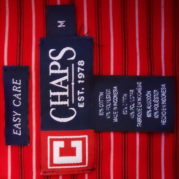 Chaps Red Multicolored Striped Long Sleeve Dress Shirt Size M - Picture 7 of 8